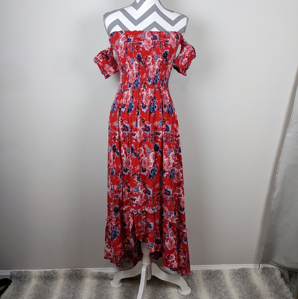 Hot Kiss Off The Shoulder high low maxi dress L
